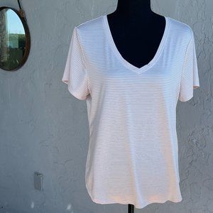 Women's White thin striped 90 Degree by Reflex short sleeve top Size L